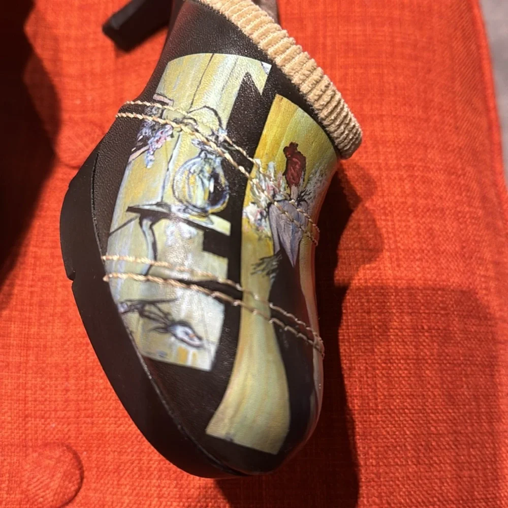 Icon wearable art painted lady mules. Elegant woman & surreal still life image. - Picture 9 of 9